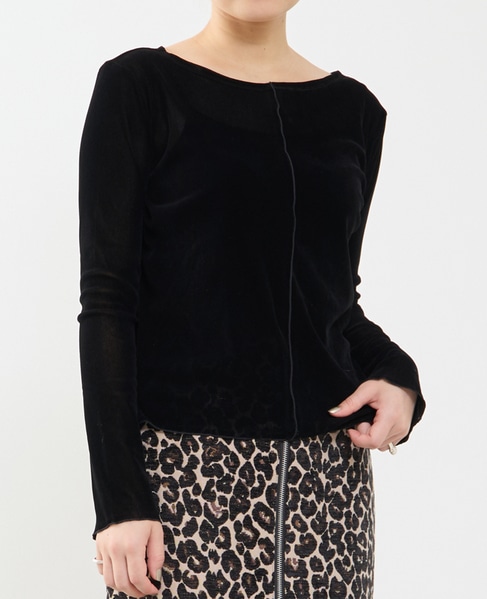 シアーチュールボートネックフロッキー加工インナー 詳細画像 ブラック 1