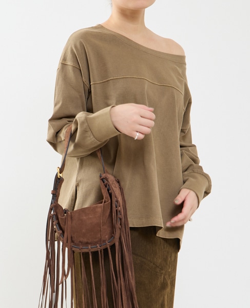 ボートネックピグメント染めプルオーバー 詳細画像 ブラウン 1