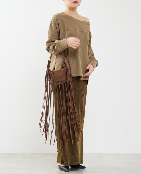 ボートネックピグメント染めプルオーバー 詳細画像 ブラウン 3