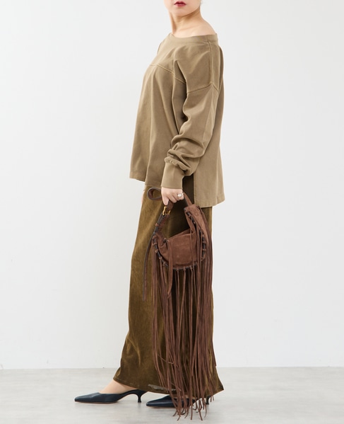 ボートネックピグメント染めプルオーバー 詳細画像 ブラウン 5