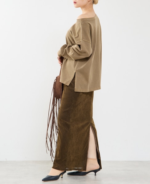 ボートネックピグメント染めプルオーバー 詳細画像 ブラウン 6