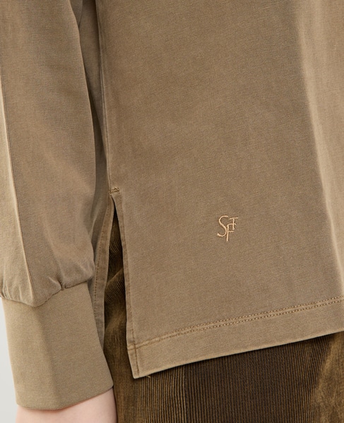 ボートネックピグメント染めプルオーバー 詳細画像 ブラウン 8