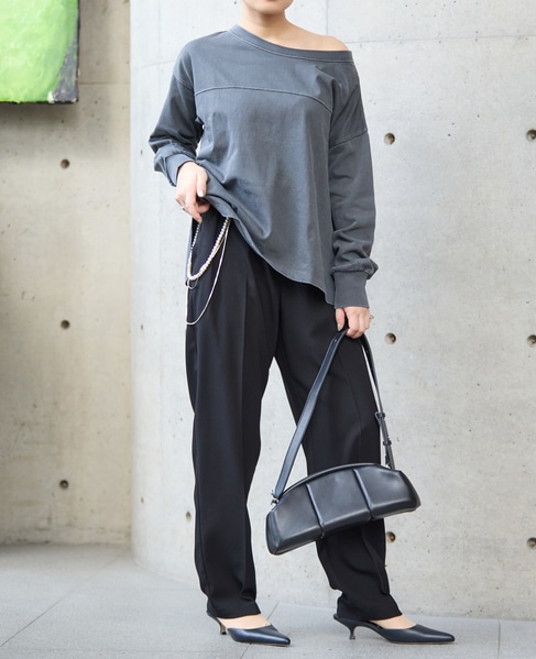 ボートネックピグメント染めプルオーバー 詳細画像 チャコールグレー 3