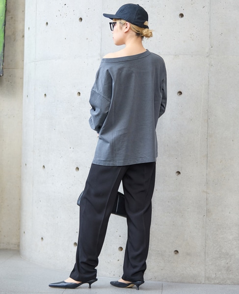 ボートネックピグメント染めプルオーバー 詳細画像 チャコールグレー 6