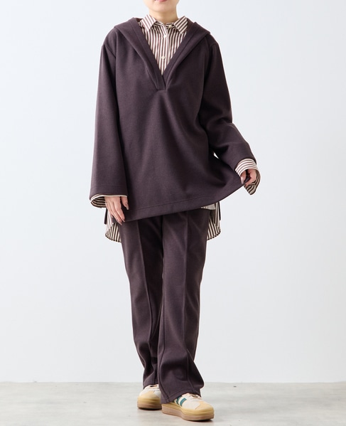 【A_/エース】起毛ジャージフーディ 詳細画像 ブラウン 5