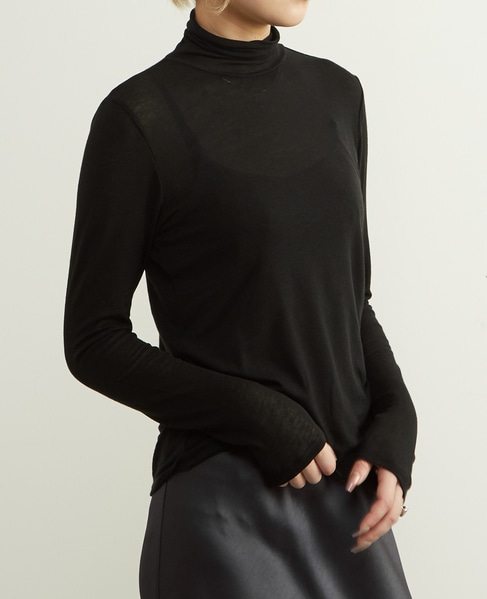 カシミヤシルク混シアータートルインナー 詳細画像 ブラック 2