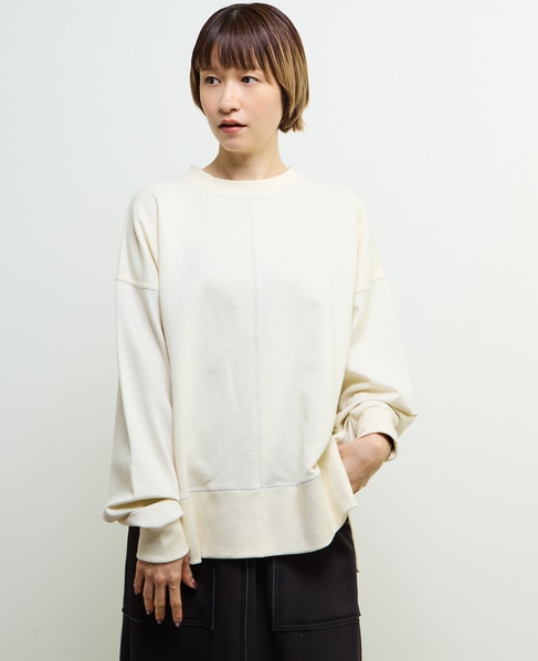 【nota della mano sinistra（ノータ デラ マノ シニストラ）】袖切替デザインスウェット 詳細画像 オフホワイト 1
