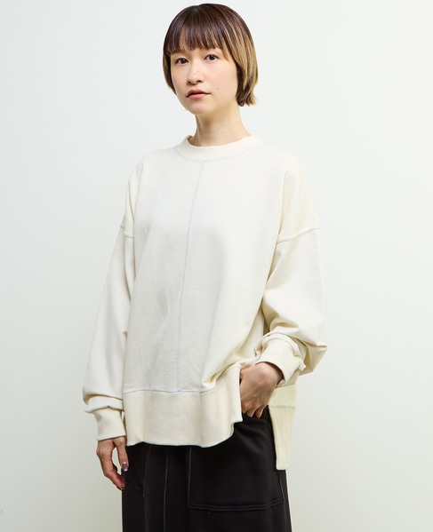 【nota della mano sinistra（ノータ デラ マノ シニストラ）】袖切替デザインスウェット 詳細画像 オフホワイト 2