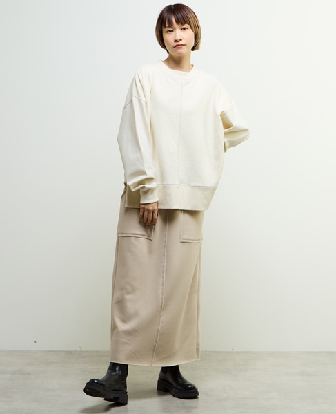 【nota della mano sinistra（ノータ デラ マノ シニストラ）】袖切替デザインスウェット 詳細画像 オフホワイト 7