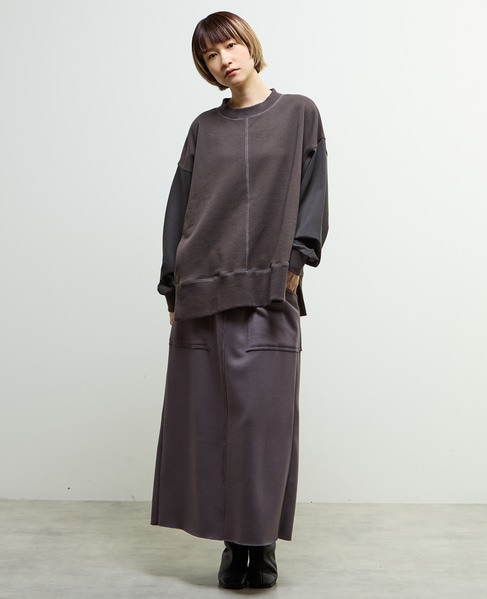 【nota della mano sinistra（ノータ デラ マノ シニストラ）】袖切替デザインスウェット 詳細画像 チャコールグレー 10