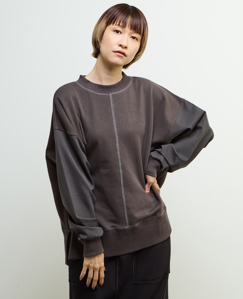 【nota della mano sinistra（ノータ デラ マノ シニストラ）】袖切替デザインスウェット 詳細画像 チャコールグレー 2