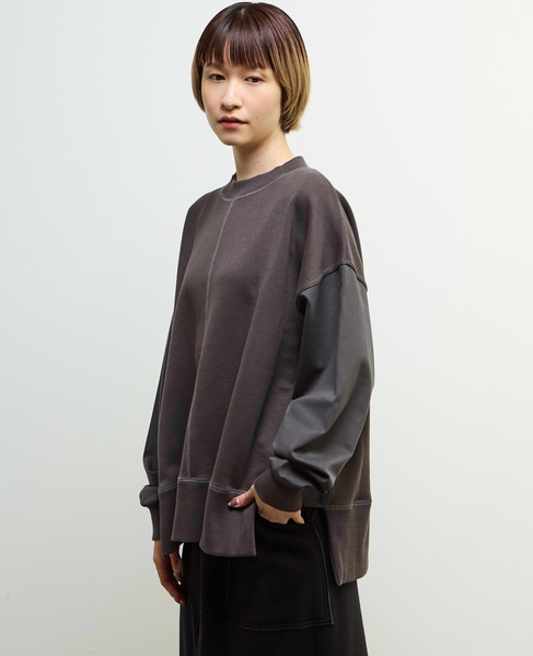 【nota della mano sinistra（ノータ デラ マノ シニストラ）】袖切替デザインスウェット 詳細画像 チャコールグレー 3