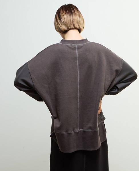 【nota della mano sinistra（ノータ デラ マノ シニストラ）】袖切替デザインスウェット 詳細画像 チャコールグレー 5