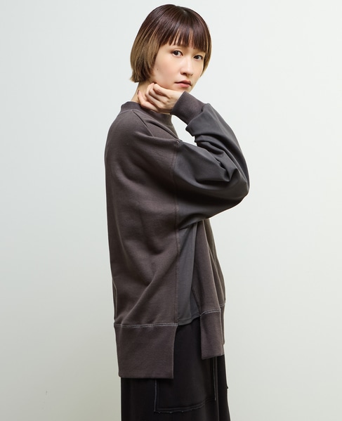 【nota della mano sinistra（ノータ デラ マノ シニストラ）】袖切替デザインスウェット 詳細画像 チャコールグレー 6