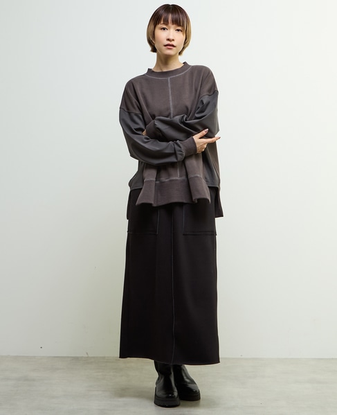 【nota della mano sinistra（ノータ デラ マノ シニストラ）】袖切替デザインスウェット 詳細画像 チャコールグレー 7