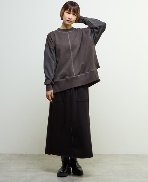 【nota della mano sinistra（ノータ デラ マノ シニストラ）】袖切替デザインスウェット 詳細画像 チャコールグレー 8