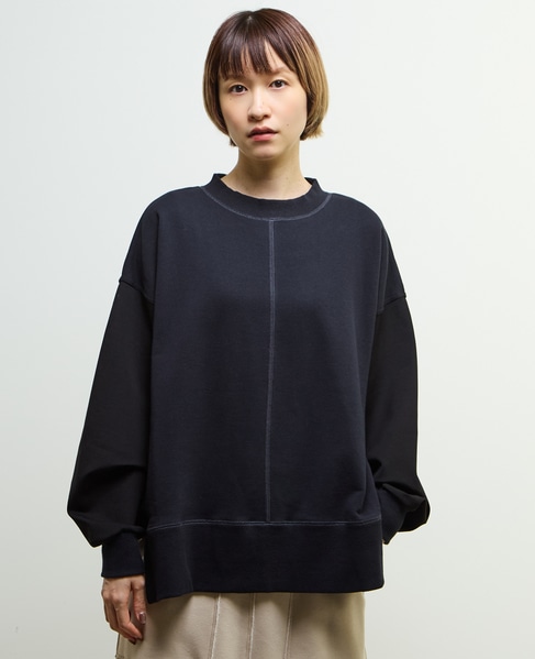 【nota della mano sinistra（ノータ デラ マノ シニストラ）】袖切替デザインスウェット 詳細画像 ブラック 1