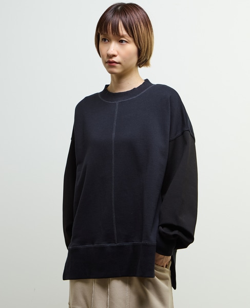 【nota della mano sinistra（ノータ デラ マノ シニストラ）】袖切替デザインスウェット 詳細画像 ブラック 3