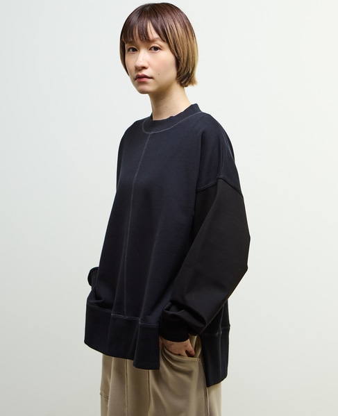 【nota della mano sinistra（ノータ デラ マノ シニストラ）】袖切替デザインスウェット 詳細画像 ブラック 4