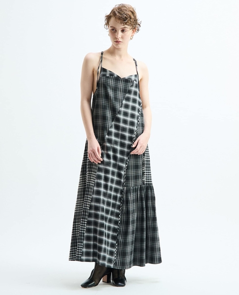 【AULA AILA/アウラ アイラ】CHECKERED JUMPER SKIRT 詳細画像 ブラック系その他 1