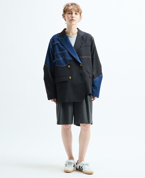 《別注》【AULA AILA/アウラ アイラ】CHECK DENIM COMBONATON JACKET 詳細画像 ブラック系その他 1