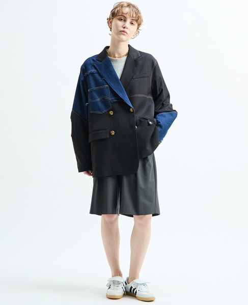 《別注》【AULA AILA/アウラ アイラ】CHECK DENIM COMBONATON JACKET 詳細画像 ブラック系その他 12