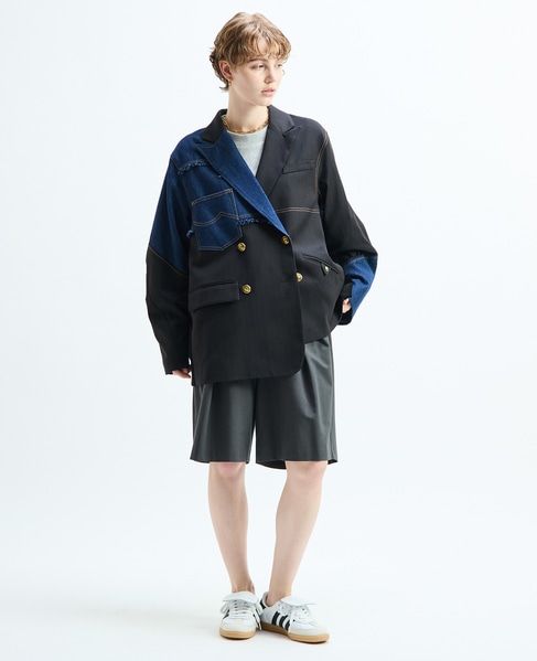 《別注》【AULA AILA/アウラ アイラ】CHECK DENIM COMBONATON JACKET 詳細画像 ブラック系その他 13