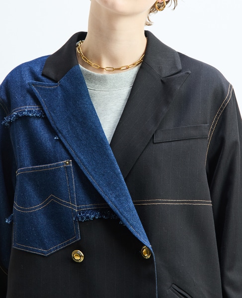 《別注》【AULA AILA/アウラ アイラ】CHECK DENIM COMBONATON JACKET 詳細画像 ブラック系その他 15