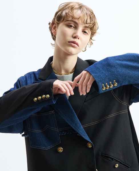 《別注》【AULA AILA/アウラ アイラ】CHECK DENIM COMBONATON JACKET 詳細画像 ブラック系その他 16