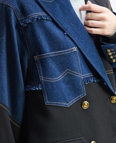 《別注》【AULA AILA/アウラ アイラ】CHECK DENIM COMBONATON JACKET 詳細画像 ブラック系その他 17