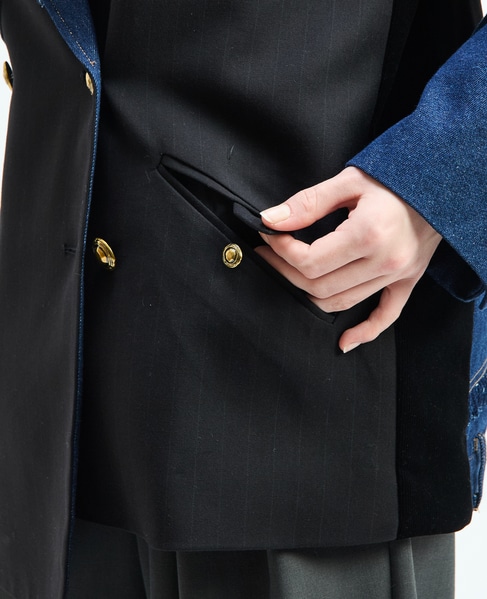 《別注》【AULA AILA/アウラ アイラ】CHECK DENIM COMBONATON JACKET 詳細画像 ブラック系その他 18