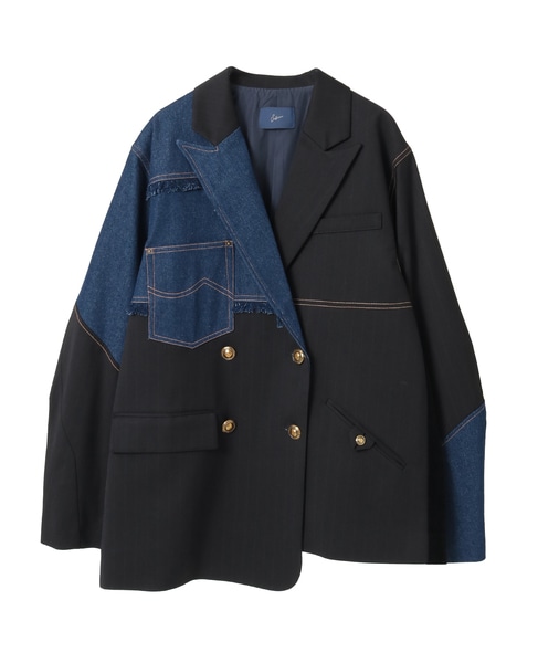 《別注》【AULA AILA/アウラ アイラ】CHECK DENIM COMBONATON JACKET 詳細画像 ブラック系その他 24