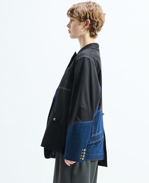 《別注》【AULA AILA/アウラ アイラ】CHECK DENIM COMBONATON JACKET 詳細画像 ブラック系その他 7