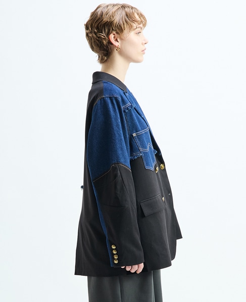 《別注》【AULA AILA/アウラ アイラ】CHECK DENIM COMBONATON JACKET 詳細画像 ブラック系その他 8