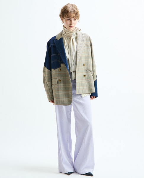 《別注》【AULA AILA/アウラ アイラ】CHECK DENIM COMBONATON JACKET 詳細画像 ブラウン系その他 10