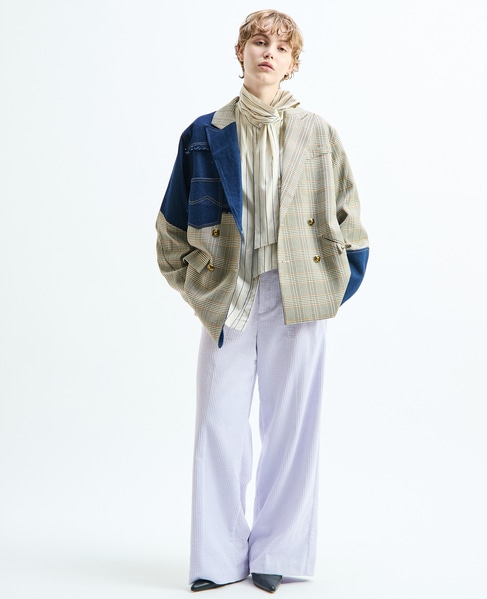 《別注》【AULA AILA/アウラ アイラ】CHECK DENIM COMBONATON JACKET 詳細画像 ブラウン系その他 11