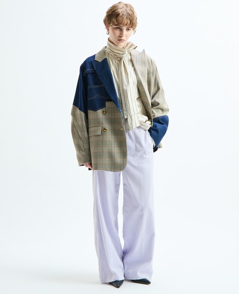 《別注》【AULA AILA/アウラ アイラ】CHECK DENIM COMBONATON JACKET 詳細画像 ブラウン系その他 12