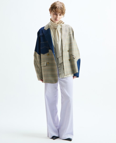 《別注》【AULA AILA/アウラ アイラ】CHECK DENIM COMBONATON JACKET 詳細画像 ブラウン系その他 14