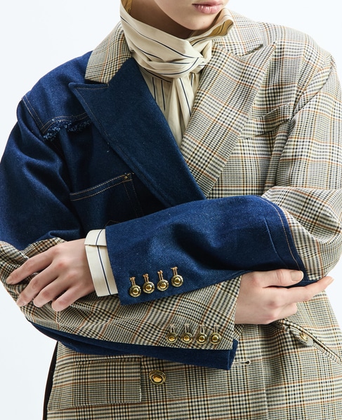 《別注》【AULA AILA/アウラ アイラ】CHECK DENIM COMBONATON JACKET 詳細画像 ブラウン系その他 16