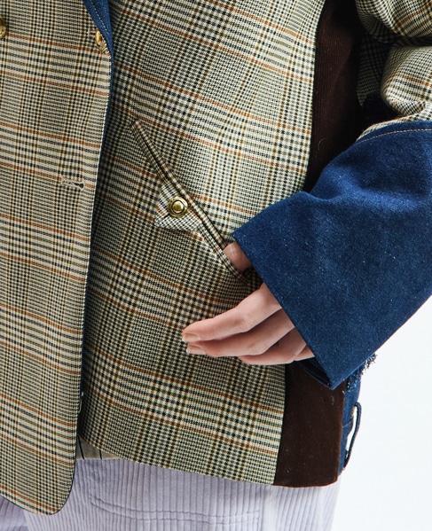 《別注》【AULA AILA/アウラ アイラ】CHECK DENIM COMBONATON JACKET 詳細画像 ブラウン系その他 18