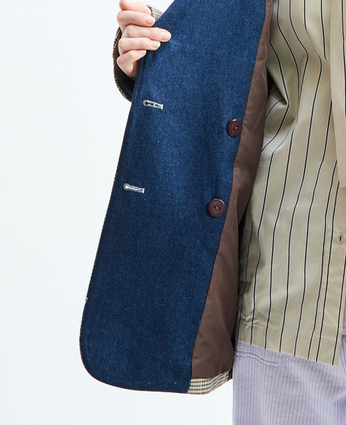 《別注》【AULA AILA/アウラ アイラ】CHECK DENIM COMBONATON JACKET 詳細画像 ブラウン系その他 20