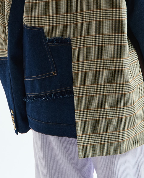 《別注》【AULA AILA/アウラ アイラ】CHECK DENIM COMBONATON JACKET 詳細画像 ブラウン系その他 21