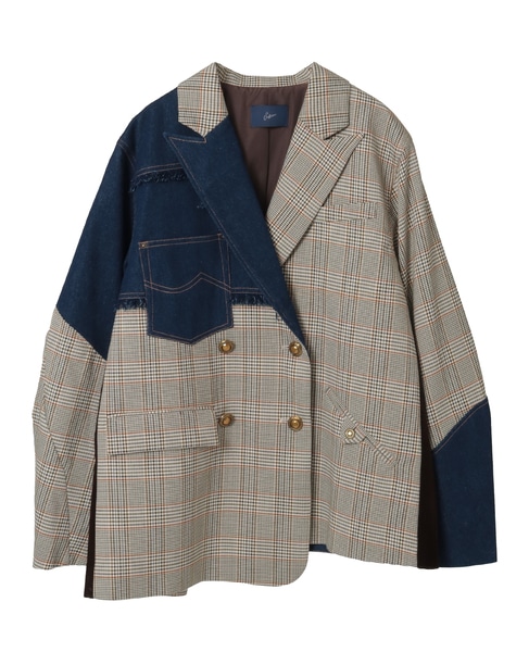 《別注》【AULA AILA/アウラ アイラ】CHECK DENIM COMBONATON JACKET 詳細画像 ブラウン系その他 22