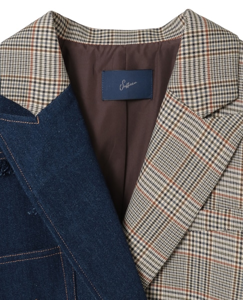 《別注》【AULA AILA/アウラ アイラ】CHECK DENIM COMBONATON JACKET 詳細画像 ブラウン系その他 24