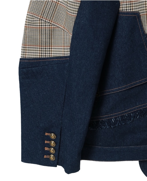 《別注》【AULA AILA/アウラ アイラ】CHECK DENIM COMBONATON JACKET 詳細画像 ブラウン系その他 26