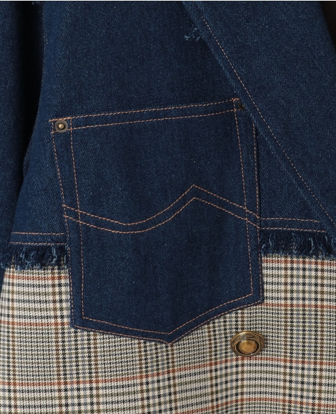 《別注》【AULA AILA/アウラ アイラ】CHECK DENIM COMBONATON JACKET 詳細画像 ブラウン系その他 29