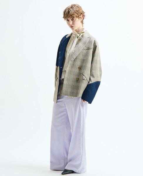 《別注》【AULA AILA/アウラ アイラ】CHECK DENIM COMBONATON JACKET 詳細画像 ブラウン系その他 4