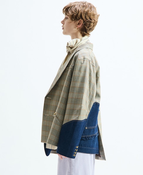 《別注》【AULA AILA/アウラ アイラ】CHECK DENIM COMBONATON JACKET 詳細画像 ブラウン系その他 6