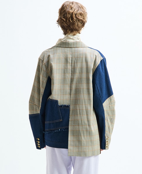 《別注》【AULA AILA/アウラ アイラ】CHECK DENIM COMBONATON JACKET 詳細画像 ブラウン系その他 8