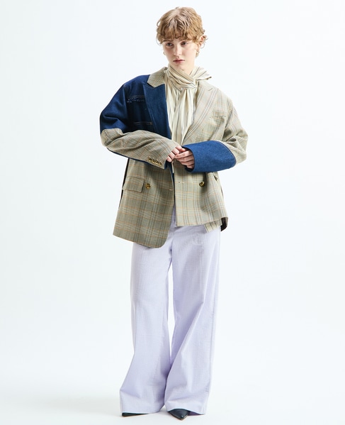 《別注》【AULA AILA/アウラ アイラ】CHECK DENIM COMBONATON JACKET 詳細画像 ブラウン系その他 9